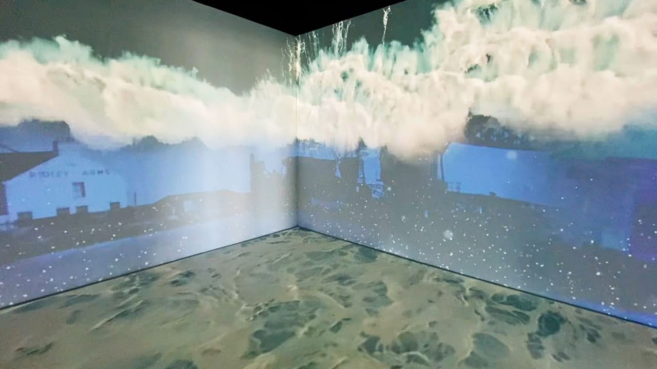 Immersive room filled with waves