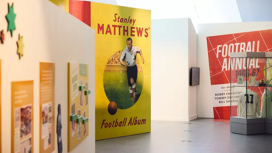 A wide shot of the Pitch to Page exhibition