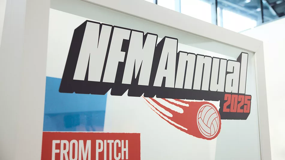 An NFM annual cover selfie station